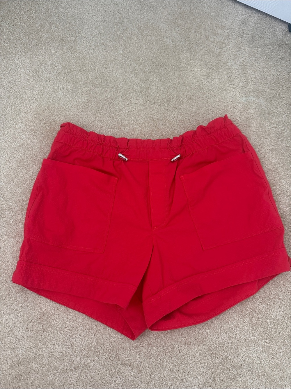 Athleta Red Elastic-Waist Athletic Shorts with Front Pockets